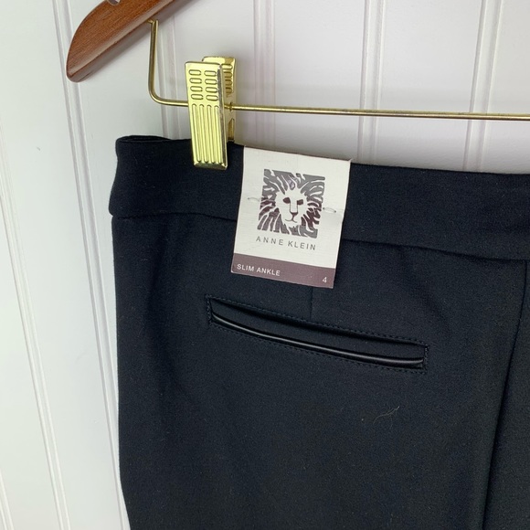 Anne Klein Slim Ankle Black with Gold Detail Dress Pants - Picture 5 of 8